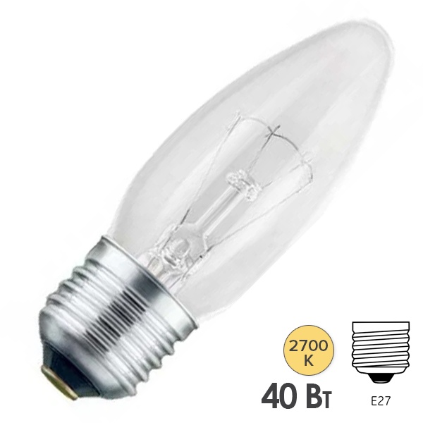 Лампа накаливания свеча Favor ДС B36 40W 220V E27 прозрачная