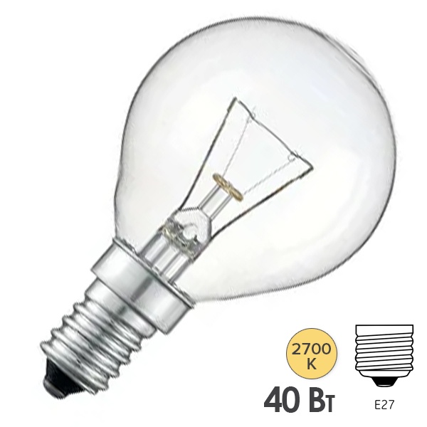 Лампа накаливания шарик Favor ДШ P45 40W 220V E14 прозрачная