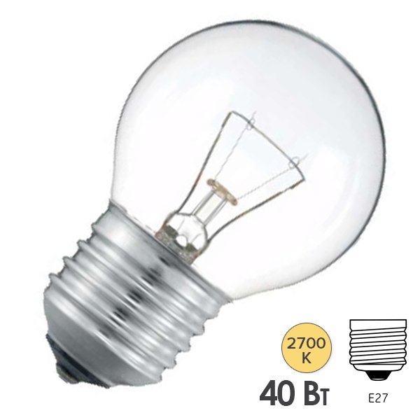 Лампа накаливания шарик Favor ДШ P45 40W 220V E27 прозрачная