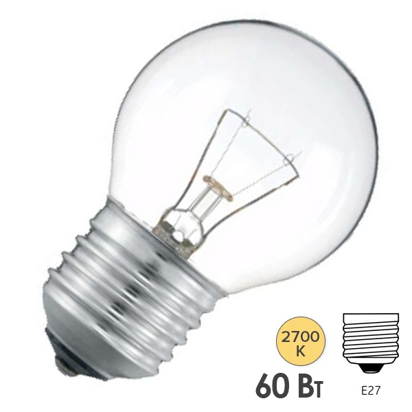 Лампа накаливания шарик Favor ДШ P45 60W 220V E27 прозрачная