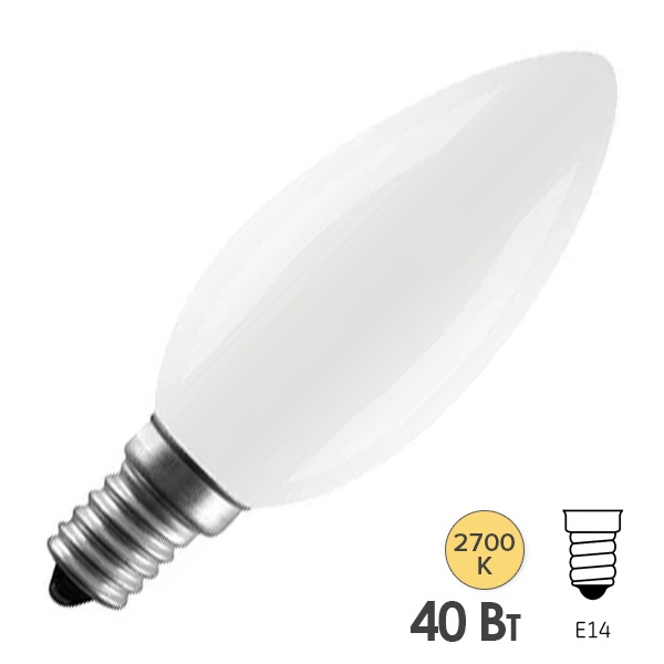 Лампа накаливания свеча Favor ДСМТ B36 40W 220V E14 матовая