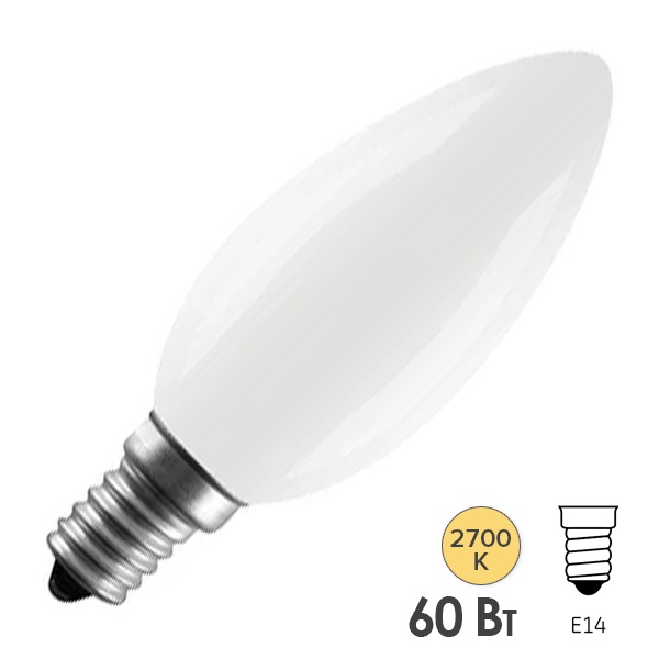 Лампа накаливания свеча Favor ДСМТ B36 60W 220V E14 матовая