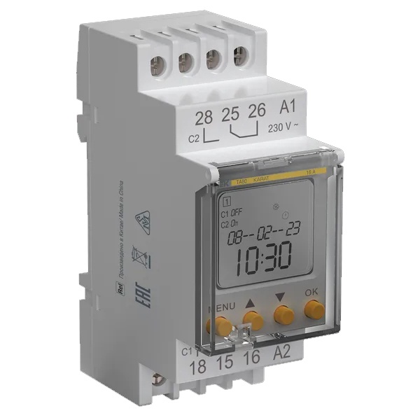 Таймер ИЭК KARAT ТА80 астрономический 80 программ 16А питание 230В AC/24В DC 2NO/NC