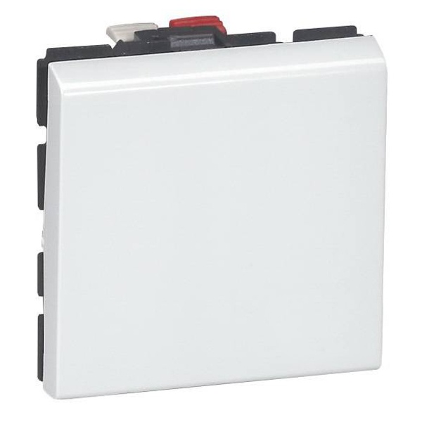 Выключатель одноклавишный SPL 45х45 с безвинтовым зажимом 2 модуля (аналог 77010) белый