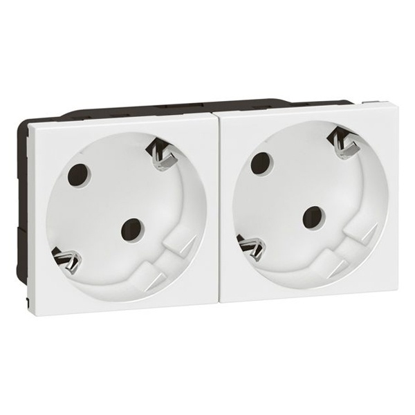 Розетка SPL 2x2К+3 под углом 45° двойная с безвинтовым зажимом со шторками 4м (аналог 77252) белый