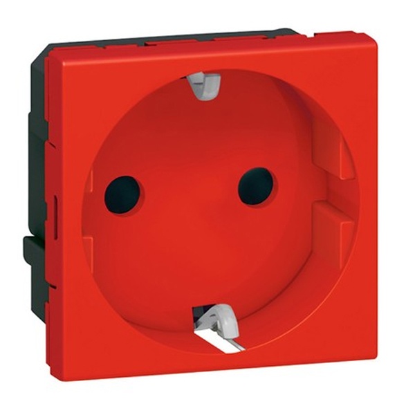 Розетка SPL 2К+З винтовой зажим с защитными шторками 2 модуля красный