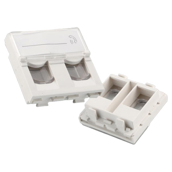 Лицевая панель SPL 45x45 мм для 2 разъемов Keyston 2 модуля белый