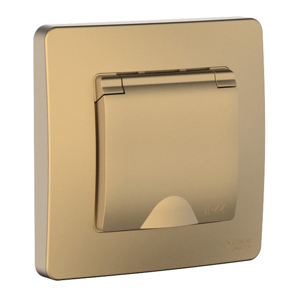 Розетка IP44 SE Blanca с заземлением 2Р+Е со шторками и крышкой 16А, 250В с/у титан