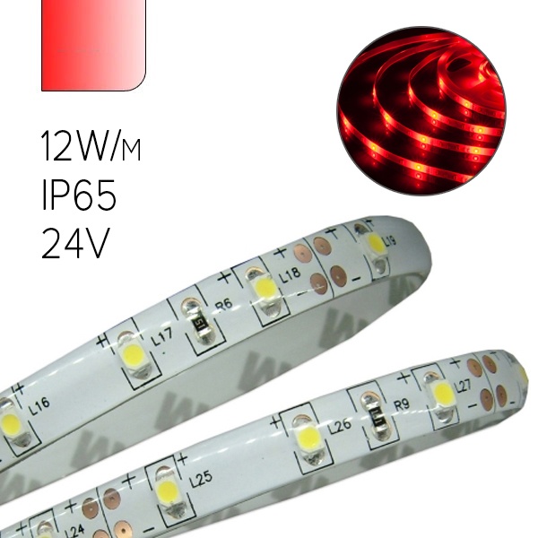 Светодиодная лента Foton FL-Strip 2835-SW60-R 12W/m RED 24V IP65 красный 10x5m