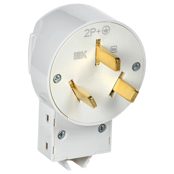 Вилка для плиты ИЭК Впл10-К 32А 220В 2Р+Е с заземлением белая