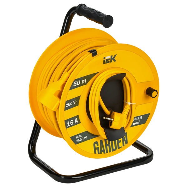 Катушка ИЭК Garden УК50 1 место с заземлением с термозащитой 2P+PE 50м 3х1,5мм2