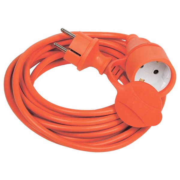 Шнур ИЭК УШ-01РВ оранжевый с вилкой и розеткой 2Р+РЕ/20 метров 3х1,0 мм2 IP44