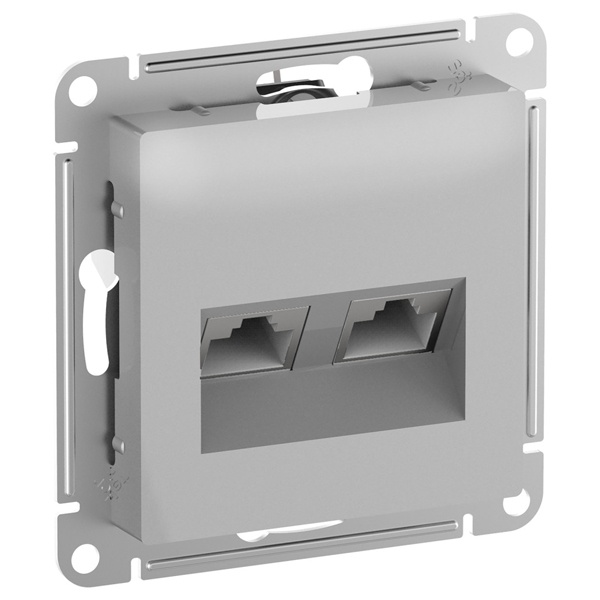 Розетка двойная компьютерная SE AtlasDesign RJ45+RJ45 кат 6А, алюминий [уп 5 шт]