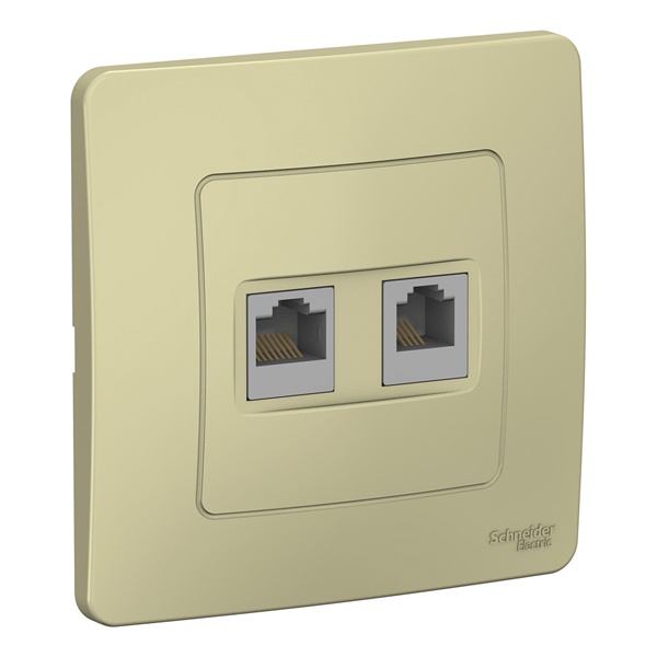 Розетка двойная компьютерная SE Blanca RJ45, категории 5E + RJ11 с/у бежевый