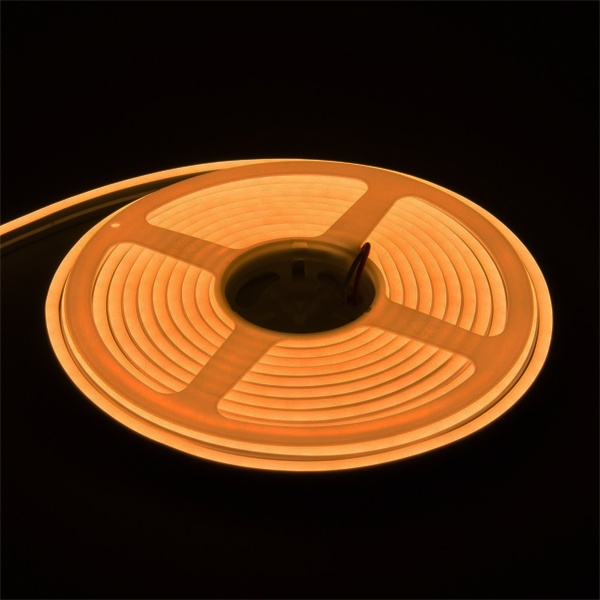 Светодиодная неоновая лента 10W/m 24V 6x13mm в силиконе, с заглушками IP64 янтарный (бухта 10m)