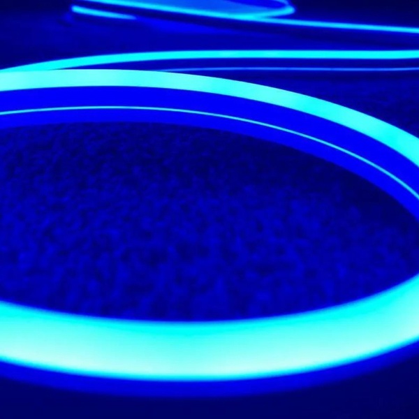 Светодиодная неоновая лента 10W/m 24V 6x13mm в силиконе, с заглушками IP64 синий (бухта 10m)