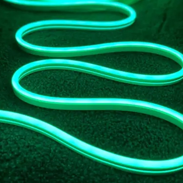 Светодиодная неоновая лента 10W/m 24V 6x13mm в силиконе, с заглушками IP64 зеленый (бухта 10m)