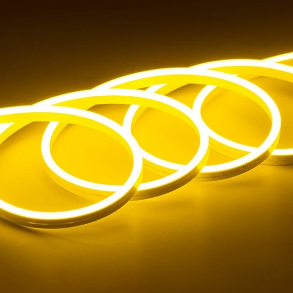 Светодиодная неоновая лента 10W/m 24V 6x13mm в силиконе, с заглушками IP64 лемонно-желтый (бухта 10)