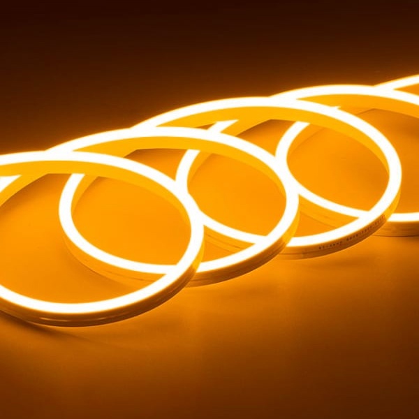 Светодиодная неоновая лента 10W/m 24V 6x13mm в силиконе, с заглушками IP64 оранжевый (бухта 10m)