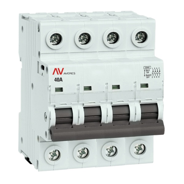 Выключатель нагрузки модульный EKF AVERES AVN 40А 4P трехфазный (рубильник)