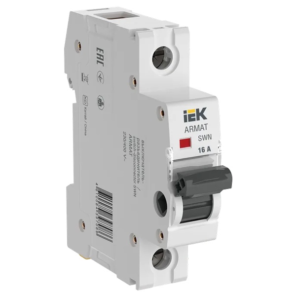 Рубильник модульный ИЭК ARMAT SWN 1Р 16А однофазный (выключатель нагрузки)