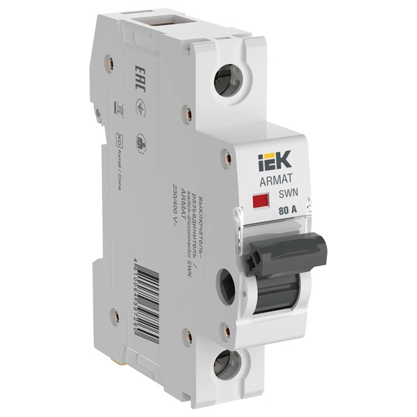 Рубильник модульный ИЭК ARMAT SWN 1Р 80А однофазный (выключатель нагрузки)