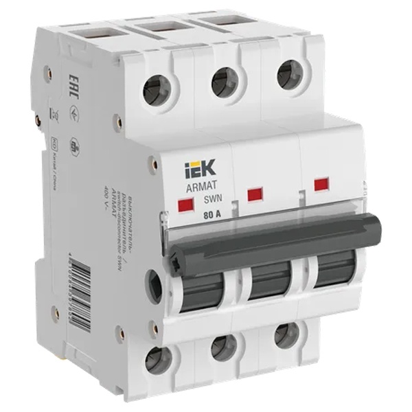 Рубильник модульный ИЭК ARMAT SWN 3Р 80А трехфазный (выключатель нагрузки)