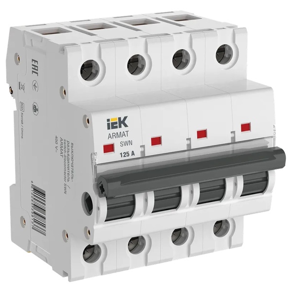 Рубильник модульный ИЭК ARMAT SWN 4Р 125А трехфазный (выключатель нагрузки)