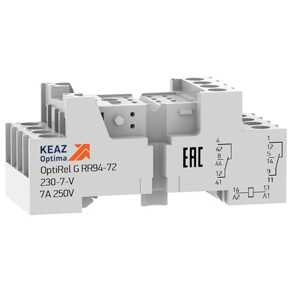 Розетка КЭАЗ OptiRel G RR94-72-230-7-V винтовой зажим для реле RP55-32 2НО/НЗ 7А 5–230AC/DC