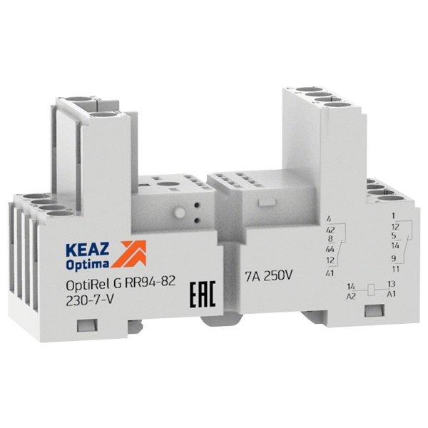 Розетка КЭАЗ OptiRel G RR94-82-230-7-V винтовой зажим для реле RP55-32 2НО/НЗ 7А 5–230AC/DC
