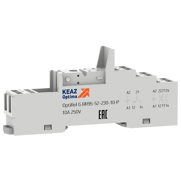 Розетка КЭАЗ OptiRel G RR95-52-230-10-P пружинный зажим для реле RP40/41 2НО/НЗ 10А 5–230AC/DC