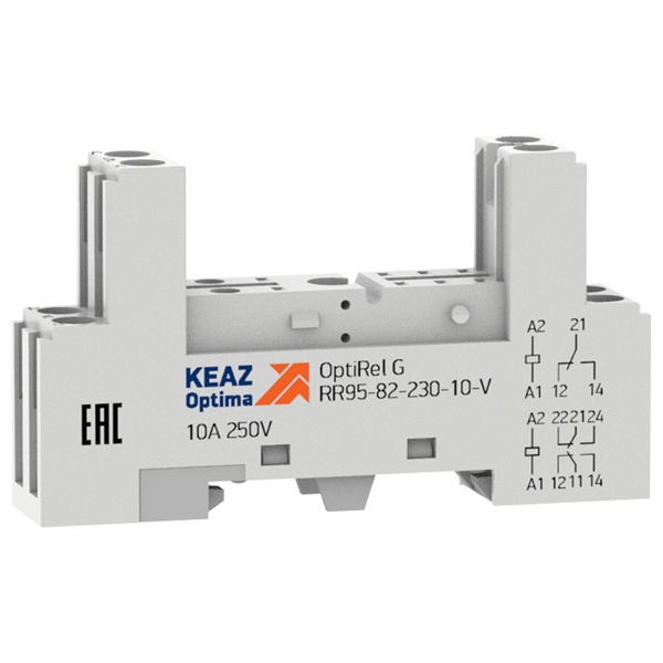 Розетка КЭАЗ OptiRel G RR95-82-230-10-V винтовой зажим для реле RP40/41 2НО/НЗ 10А 5–230AC/DC