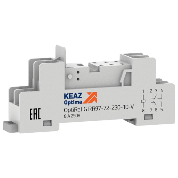 Розетка КЭАЗ OptiRel G RR97-72-230-10-V винтовой зажим для реле RP46 2НО/НЗ 10А 5–230AC/DC