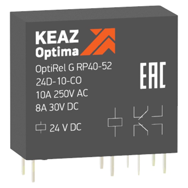 Реле промежуточное КЭАЗ OptiRel G RP40-52-48D-10-CO 2НО/НЗ 10А 48DC