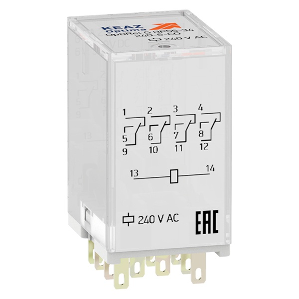 Реле промежуточное КЭАЗ OptiRel G RP55-33-240-10-CO/TI 3НО/НЗ 10А 240AC тест, индикатор