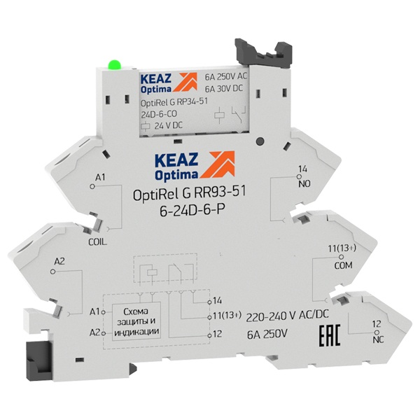 Релейный модуль КЭАЗ OptiRel G RM38-61-24U-6-P-CO 1НО/НЗ 6А 24AC/DC