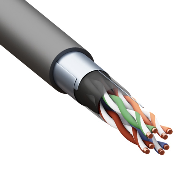 Кабель витая пара экранированный TERACOM F/UTP 4PR cat 5e внешняя оболочка LDPE черная [305м] (провод для интернета)