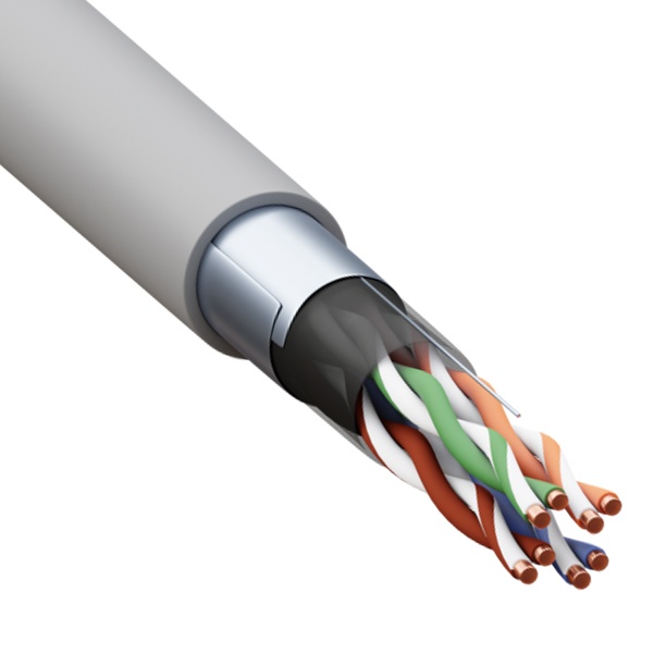 Кабель витая пара экранированный TERACOM PRO F/UTP 4PR cat 5e 24AWG оболочка PVC серая [305м] (провод для интернета)