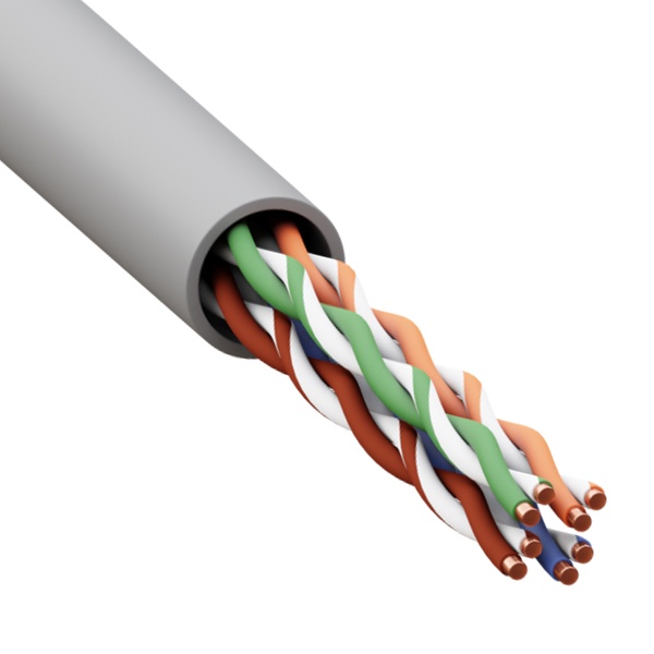 Кабель витая пара неэкранированный TERACOM U/UTP 4PR cat5e 24AWG оболочка LSZH нг(А)-HF серая [305м] (провод для интернета)