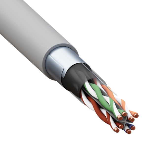 Кабель витая пара экранированный TERACOM PRO F/UTP 4PR cat 6 23AWG оболочка PVC серая [305м] (провод для интернета)