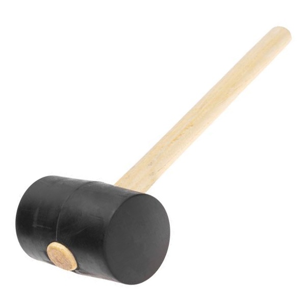 Киянка резиновая Kranz 910г черная резина, деревянная рукоятка