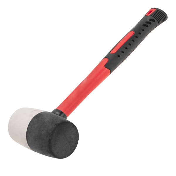 Киянка резиновая Kranz 680г, черно-белая резина, фибергласовая рукоятка