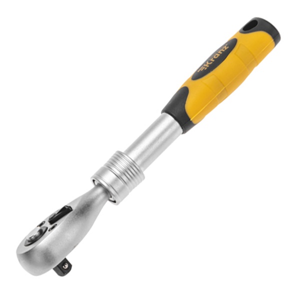 Ключ трещоточный телескопический Kranz 1/4, 162-210мм, CrV, двухкомпонентная рукоятка