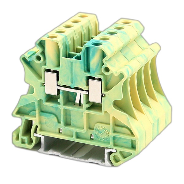 Клемма заземления DKC Nuputuk 10 кв.мм винтовой зажим 2 точки подключения желто-зеленая