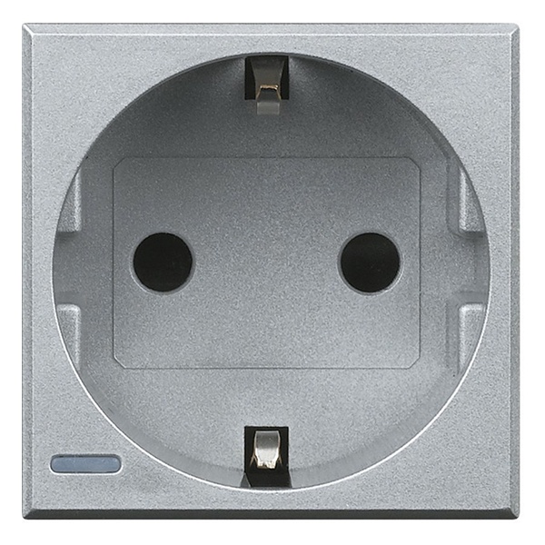 Розетка 2К+З 16А 220В со шторками винтовые клеммы Axolute Алюминий
