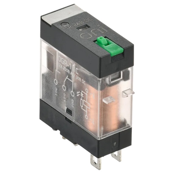 Реле общего назначения ONI (ИЭК) OGR-1 12A 1NO/NC 24В DC со светодиодом и тестовой кнопкой