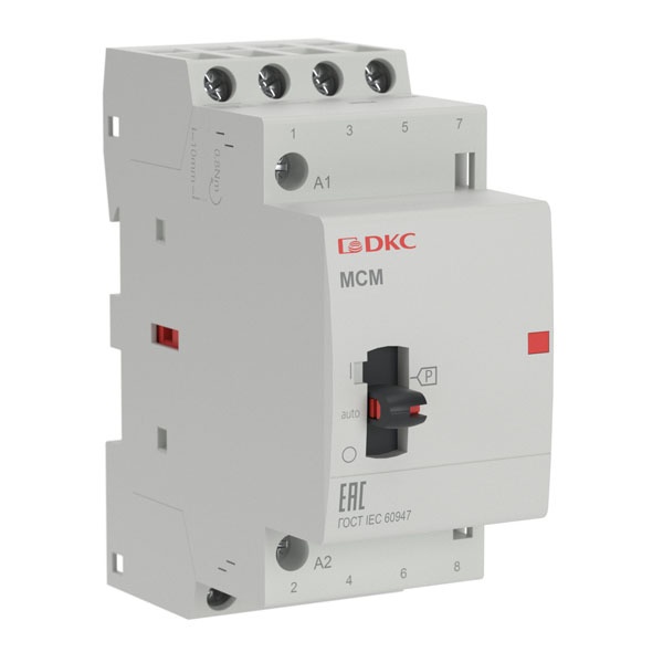 Контактор DKC YON max модульный MCM 4P 25A 4НО 240В АС с ручным управлением