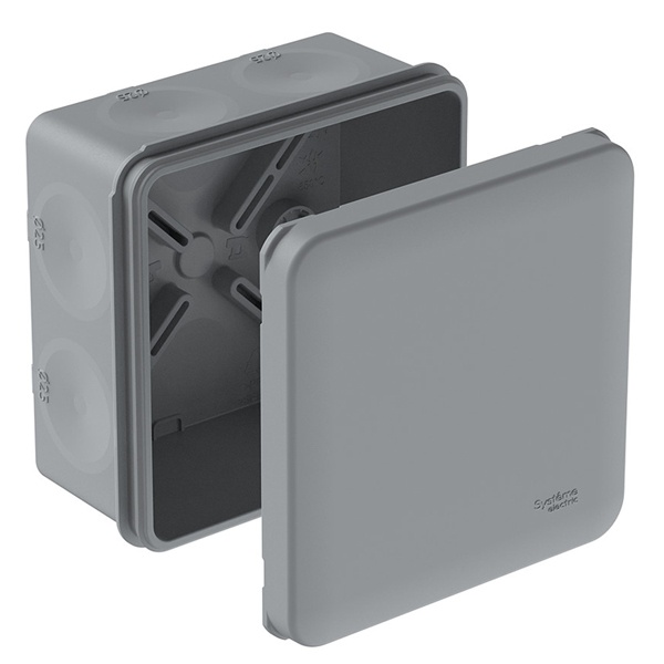 Коробка распределительная Systeme Electric 70х70х42 мм 8 вводов d25 мм серая IP66 MultiBox