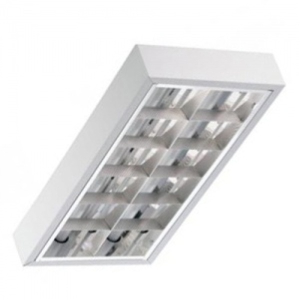 Накладной растровый светильник ЛПО-71 2х18 Вт ЭмПРА IP20 620х310х85мм Люмсвет