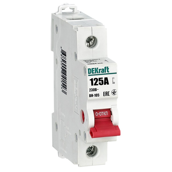 Рубильник DEKraft ВН-105 модульный 1P 125А (выключатель нагрузки)